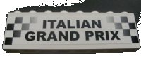 LEGO part Stickered Assembly 8 x 1 x 2 with Black and White Checkered Stripes and 'ITALIAN GRAND PRIX' Pattern (Sticker) - Set 8672 - 2 Brick 1 x 8 BA009pb08