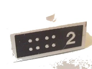 LEGO onderdeel Stickered Assembly 2 x 1 x 2/3 with 8 Dots and Number 2 on Black Background Pattern (Sticker) - Set 6371 - 1 Plate 1 x 2, 1 Plate Modified 1 x 2 with 1 Stud (BA049pb02)