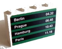 LEGO part Stickered Assembly 4 x 1 x 2 with Train Schedule Pattern on Both Sides (Stickers) - Sets 4560 / 4561 - 2 Brick 1 x 4 ba008pb04