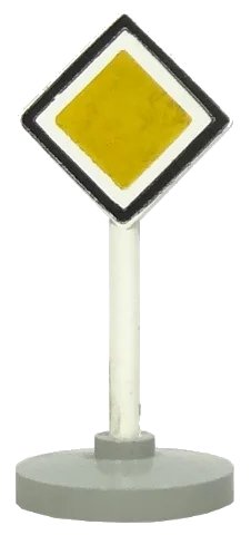 LEGO onderdeel Road Sign with Post, Diamond with Black & White Border Major Road Pattern, Type 2 Base (bb0131pb01c02)
