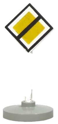 LEGO onderdeel Road Sign with Post, Diamond with Black & White Border End of Major Road Pattern, Type 2 Base bb0131pb02c02