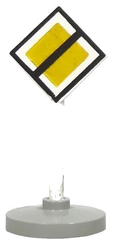 LEGO onderdeel Road Sign with Post, Diamond with Black & White Border End of Major Road Pattern, Type 2 Base (bb0131pb02c02)