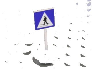 LEGO onderdeel Road Sign with Post, Square with Man Crossing Pattern, Type 2 Base (bb0139pb02c02)