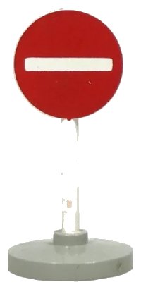 LEGO onderdeel Road Sign with Post, Round with No Entry / Thoroughfare Pattern, Type 2 Base bb0140pb01c02