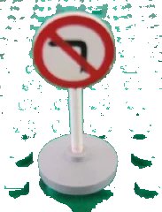 LEGO part Road Sign with Post, Round with Left Turn Prohibited Pattern, Type 2 Base bb0140pb06c02
