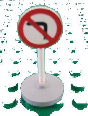 LEGO onderdeel Road Sign with Post, Round with Left Turn Prohibited Pattern, Type 2 Base (bb0140pb06c02)