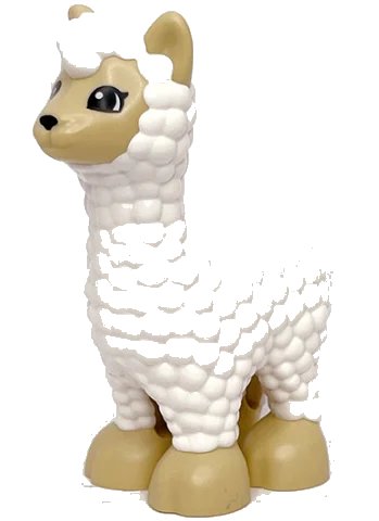 LEGO onderdeel Duplo Alpaca / Llama with Tan Feet and Face and Black Eyes Pattern (bb1285pb01)