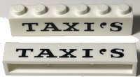 LEGO onderdeel Brick 1 x 6 without Bottom Tubes with Cross Side Supports with Black 'TAXI'S' Serif Thin Pattern crssprt02pb009