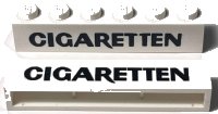 LEGO onderdeel Brick 1 x 6 without Bottom Tubes with Cross Side Supports with Black 'CIGARETTEN' Pattern crssprt02pb010