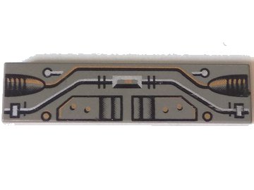 LEGO onderdeel Tile 1 x 4 with Black, Silver, Copper Circuitry Pattern (2431px2)