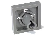 LEGO part Plaque, Modifiée 2 x 2 avec Goupille en Bas, Petits Trous dans Plaque et Doigts de Verrouillage en Dessous 2476b