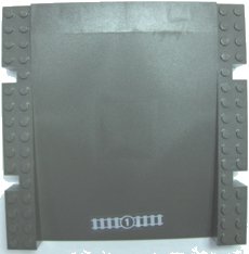 LEGO onderdeel Baseplate, Raised Platform 16 x 16 x 2 1/3 Ramp with Train Tracks and Number 1 in Circle Pattern (Sticker) - Set 4513 (2642pb01)