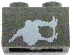 LEGO onderdeel Brick 1 x 2 with Gravity Games Skateboarder Pattern (Sticker) - Set 3535 (3004pb038)