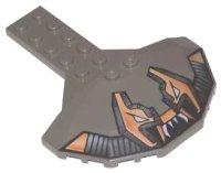 LEGO part Plate, Modified 2 x 6 with 4 x 8 Half Saucer and Stingray Pattern 30195pb01