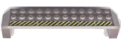 LEGO onderdeel Arch 2 x 14 x 2 1/3 with Black and Yellow Danger Stripes on Top Pattern (30296px1)