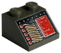 LEGO onderdeel Slope 45 2 x 2 with Red Rectangle and Copper and White Circuitry Pattern 3039px10