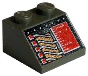 LEGO onderdeel Slope 45 2 x 2 with Red Rectangle and Copper and White Circuitry Pattern (3039px10)