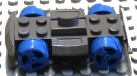 LEGO part Vehicle, Base 4 x 6 Racer Base with Blue Wheels and Light Gray Bumper 30558c02
