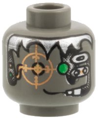 LEGO part Minifigure, Head Alien with Silver Hair, Copper Eyegrid and Headset Pattern 3626px31