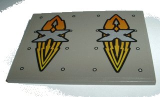 LEGO part Slope 10 6 x 8 with 'X' Island Xtreme Stunts Logo Pattern (Sticker) - Set 6737 (4515pb014)