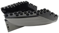 LEGO part Boat, Hull Small Stern 14 x 12 x 5 1/3 with Black Top (6052 / 6053) 6052c03