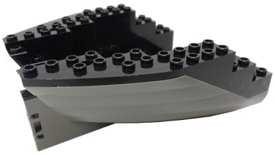 LEGO onderdeel Boat, Hull Small Stern 14 x 12 x 5 1/3 with Black Top (6052 / 6053) (6052c03)