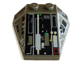 LEGO onderdeel Wedge 4 x 4 Triple without Stud Notches with UCS X-wing Fighter Black Panels Pattern (6069pb03)