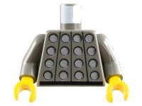 LEGO part Torso Studded Armor with Silver Circles, Black Belt Pattern / Dark Gray Arms / Yellow Hands 973p45c01
