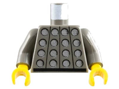 LEGO onderdeel Torso Studded Armor with Silver Circles, Black Belt Pattern / Dark Gray Arms / Yellow Hands (973p45c01)