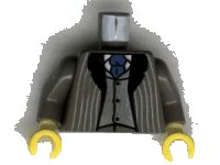 LEGO onderdeel Torso Suit Jacket Open with Light Gray Pinstripes and Black Lapels over Silver Vest and White Undershirt, Blue Tie Pattern / Dark Gray Arms / Yellow Hands 973pb0060c01