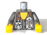 LEGO onderdeel Torso Rock Raiders Two Pouches on Chest Pattern (Docs) / Dark Gray Arms / Yellow Hands 973pb0070c01