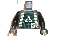 LEGO onderdeel Torso Space Insectoids Green Circuitry, Silver Hose on Sides Pattern / Black Arms / Black Hands 973pb0200c01