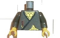 LEGO onderdeel Torso Castle Ninja Wrap, Brown Dagger, Gold Star, Gold Scale Mail Pattern / Dark Gray Arms / Yellow Hands 973pb0240c03