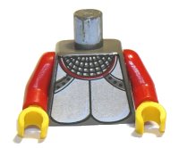 LEGO part Torso Castle Knights Kingdom Plate Armor Silver Pattern / Red Arms / Yellow Hands 973px115c01