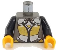 LEGO part Torso Castle Knights Kingdom Plate Armor Gold and Silver Female Pattern / Black Arms / Yellow Hands 973px116c01