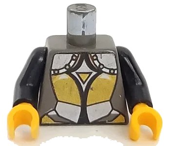 LEGO onderdeel Torso Castle Knights Kingdom Plate Armor Gold and Silver Female Pattern / Black Arms / Yellow Hands (973px116c01)