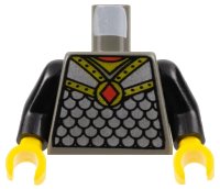 LEGO onderdeel Torso Castle Knights Kingdom Scale Mail with Red Diamond Amulet Pattern / Black Arms / Yellow Hands 973px117c01