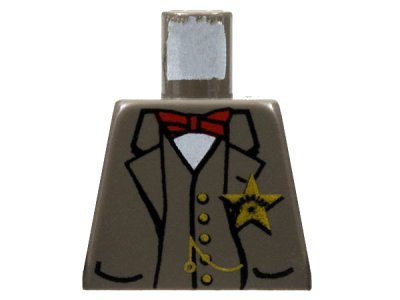LEGO onderdeel Torso Western Sheriff Star Badge, Vest, Red Bow Tie and Watch Fob Pattern (Sheriff) (973PX161)