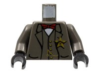LEGO part Torso Western Sheriff Star Badge, Vest, Red Bow Tie and Watch Fob Pattern (Sheriff) / Dark Gray Arms / Black Hands 973px161c01