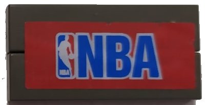 LEGO part Stickered Assembly 4 x 2 with Blue 'NBA' and Logo on Red Background Pattern (Sticker) - Set 3432 - 2 Tile 1 x 4 (ba102pb03)