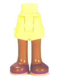 LEGO part Mini Doll Hips and Shorts with Medium Nougat Legs and Magenta Sandals with Bright Light Yellow Soles Pattern - Thick Hinge 11202c00pb02