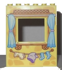 LEGO onderdeel Panel 1 x 6 x 6 with Window with Curtains and Clothes Line with Laundry Pattern 15627pb013
