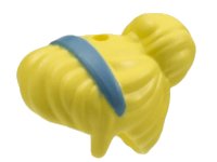 LEGO part Mini Doll, Hair Female with Top Knot Bun and Medium Blue Hair Band Pattern, Hole on Top 15673pb01