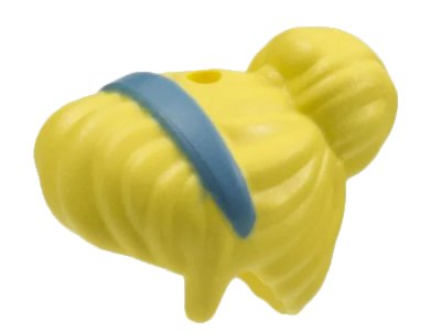LEGO onderdeel Mini Doll, Hair Female with Top Knot Bun and Medium Blue Hair Band Pattern, Hole on Top (15673pb01)