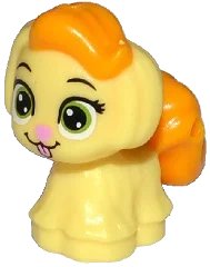LEGO onderdeel Dog, Whisker Haven Tales, Rapunzel's Puppy with Bright Light Orange Bangs and Tail, Lime Eyes and Bright Pink Nose and Tongue Pattern (Daisy) (24880pb01)