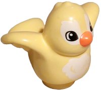 LEGO part Duplo Bird with White Chest Feathers and Eye Borders, Coral Beak Pattern 27370pb06