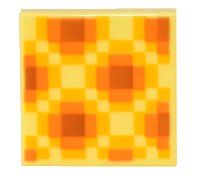 LEGO part Tile 2 x 2 with Minecraft Pixelated Dark Orange, Orange, and Bright Light Orange Diagonal Honeycomb Pattern 3068pb1494