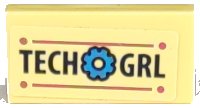 LEGO part Baldosa 1 x 2 con 'TECH GRL' y Patrón Engranaje Azul Oscuro (Adhesivo) - Set 41333 3069pb0757