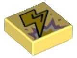 LEGO part Tile 1 x 1 with Yellow Lightning Bolt, Metallic Pink and White Explosion Pattern 3070pb164