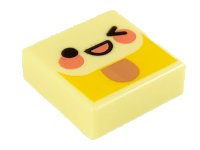 LEGO part Tile 1 x 1 with Emoji Face, Left Wink, Coral Mouth and Cheeks Pattern 3070pb202